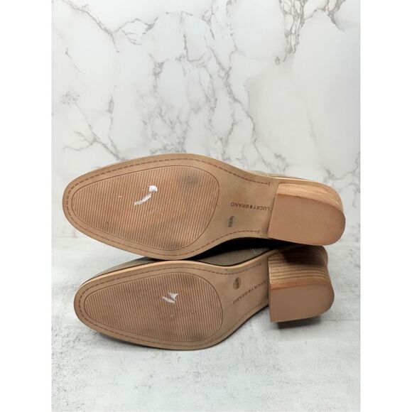 Lucky Brand Boots Womens Size 8.5 Tan Leather Block‎ Heel Pull On Style - Picture 12 of 12